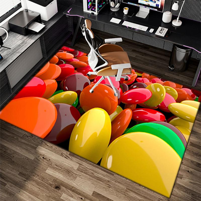 1Pc Food Theme Printed Circular Carpet, Home Door Mat, Outdoor Travel Protection Carpet B6