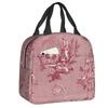 Custom Purple Flower Toile De Jouy Inspired Pattern Insulated Lunch Tote Bag for Women Portable Cooler Thermal Food Lunch Box
