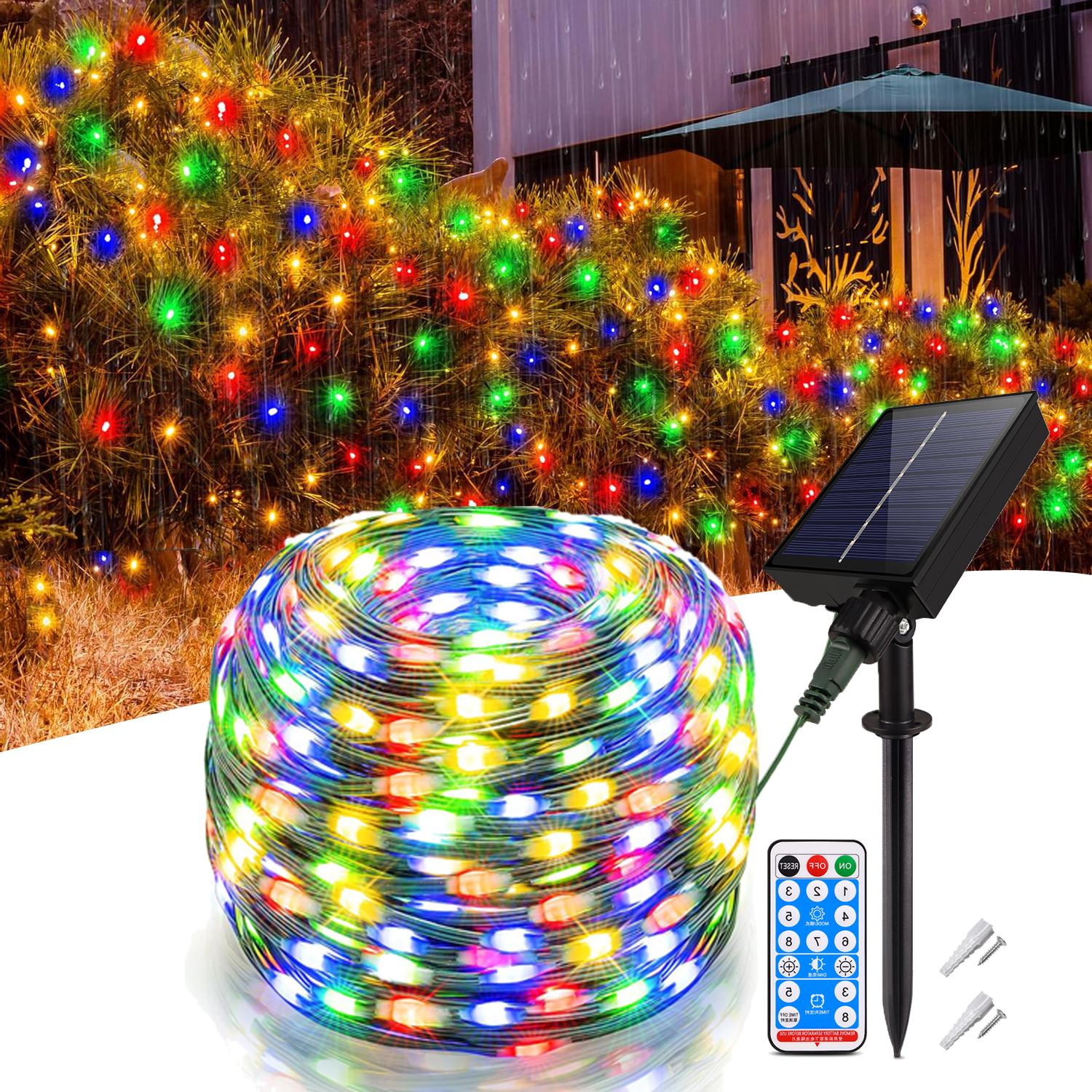 

10 м 20 м 30 м 50 м 100 м Светодиодные солнечные праздничные гирлянды Водонепроницаемая уличная ландшафтная лампа Регулируемая яркость для сада двора Рождества 30m 300LEDS разноцветный