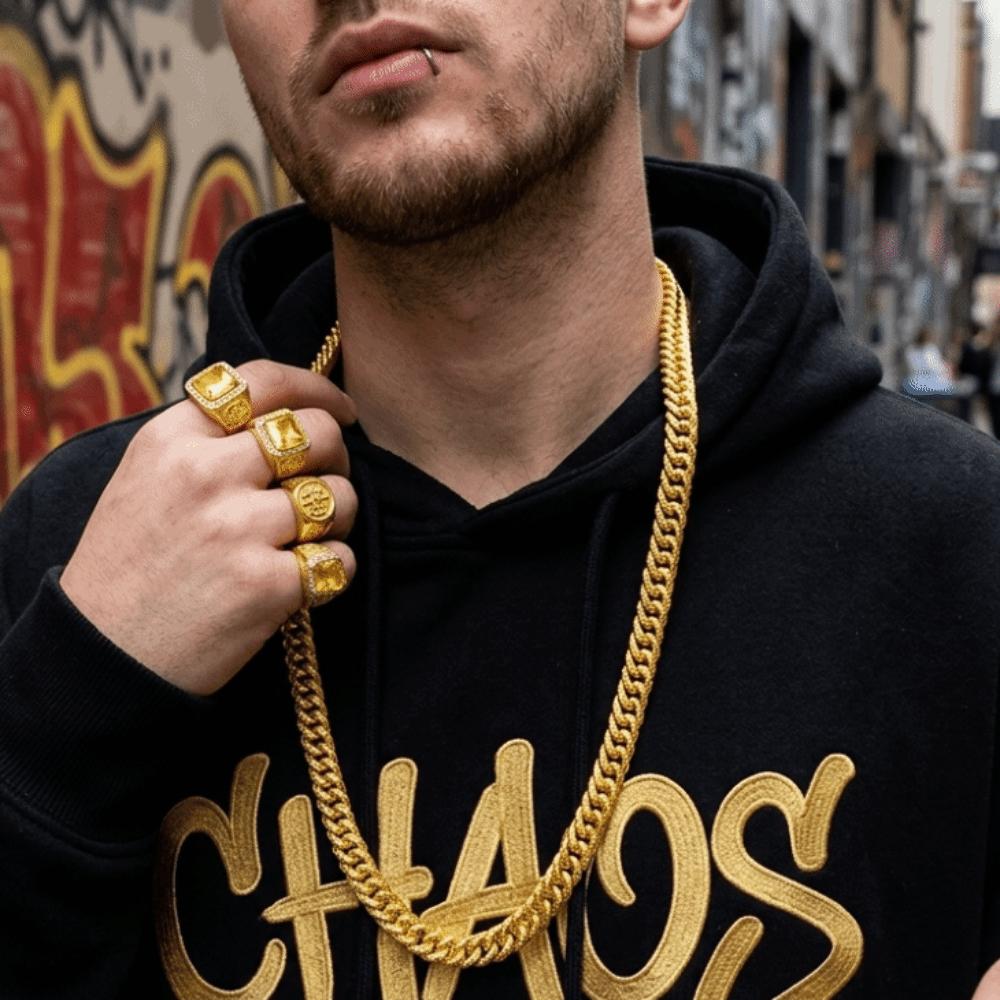 Fade Resistant Saddle Chain Necklace Zinc Zinc Alloy Electroplated Men Gold-plated Necklace Party