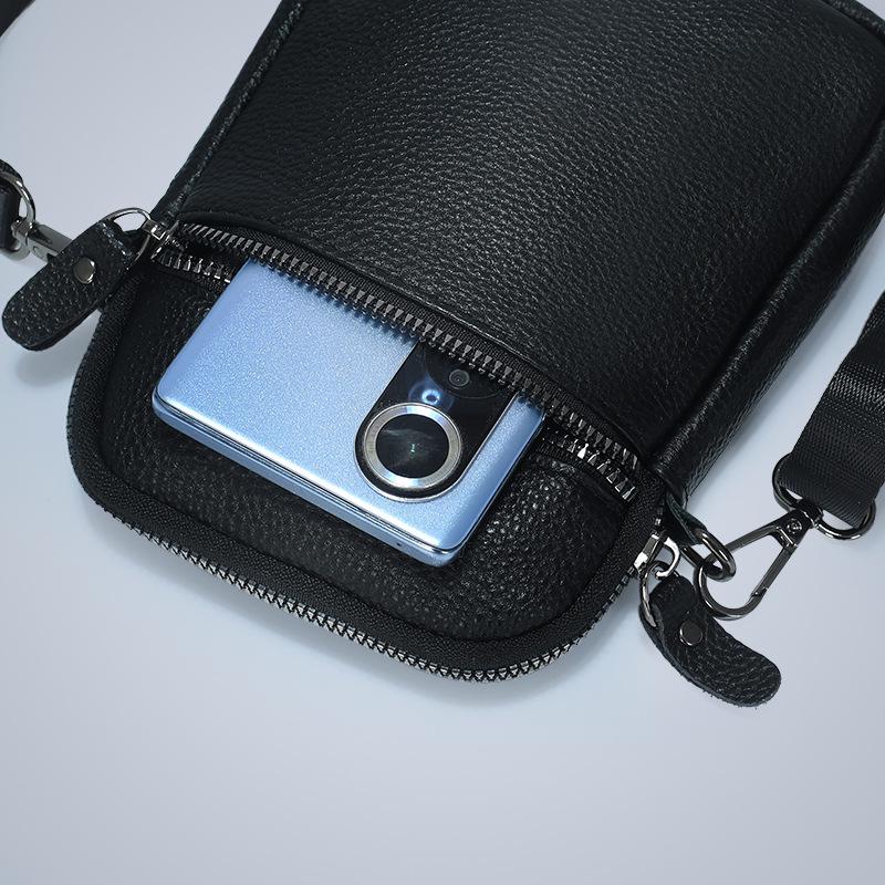 Unisex Large Capacity Leather Crossbody Phone Bag