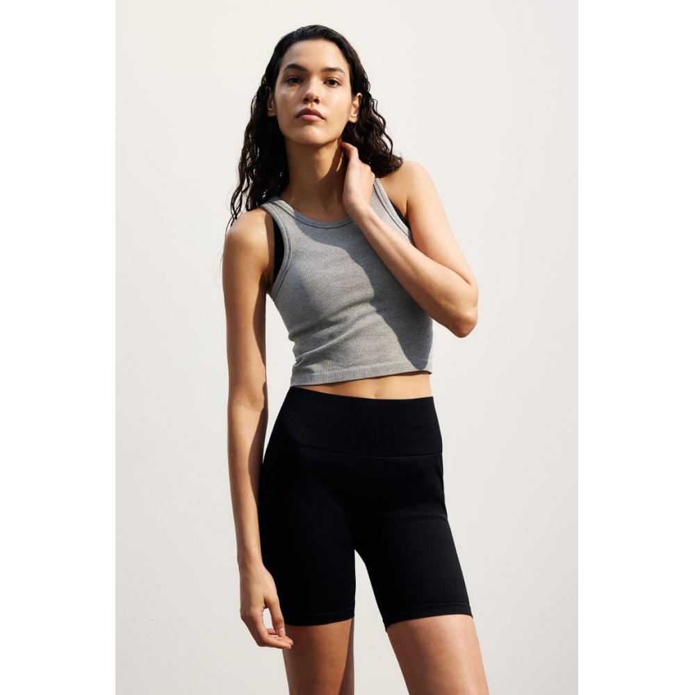 

Укороченный спортивный топ без рукавов HM DryMove серый меланж