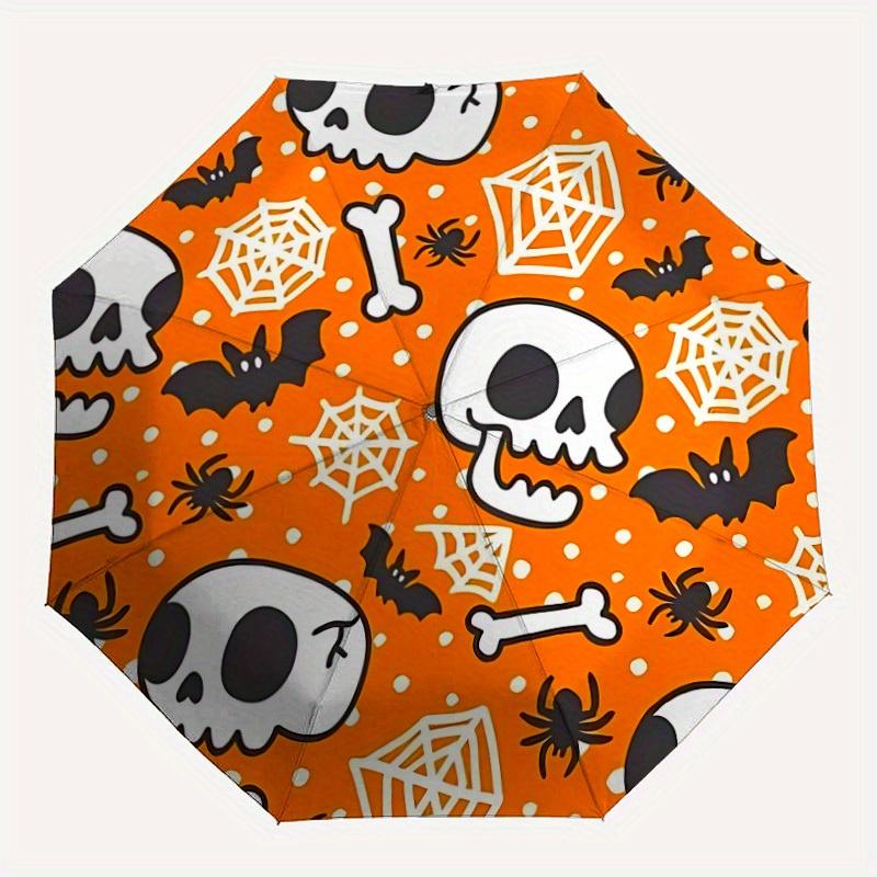 

1pc Halloween Skulls Automatic Umbrella 8-Bone Design Compact Gear for Outdoor Travel, Perfect Holiday Gift y250827030