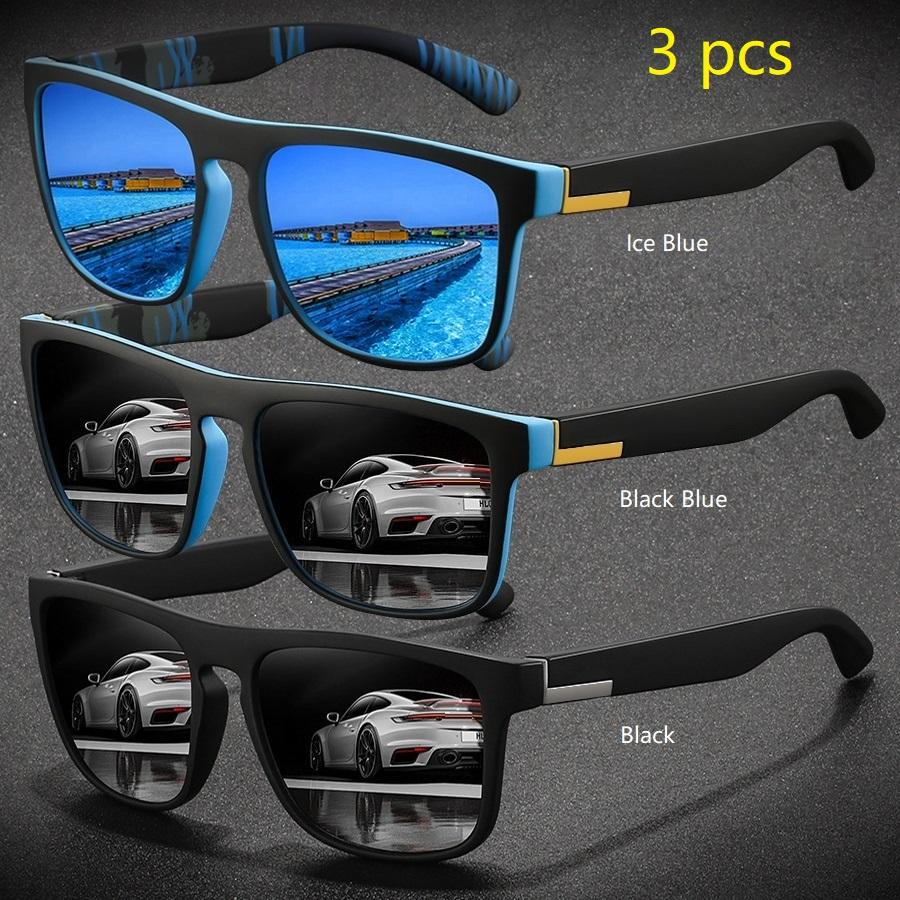 

3 Штуки Модные Винтажные Квадратные Спортивные Солнцезащитные Очки Мужские Женские Рыбалка Вождение Мужские Дизайнерские Солнцезащитные Очки Ретро Очки UV400