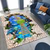 3DCanyon Bridge Carpet Mat Rug Waterfall Valley Home Decoration Non-slip Living Room Illusion Design Floor Mat with Nature Scene