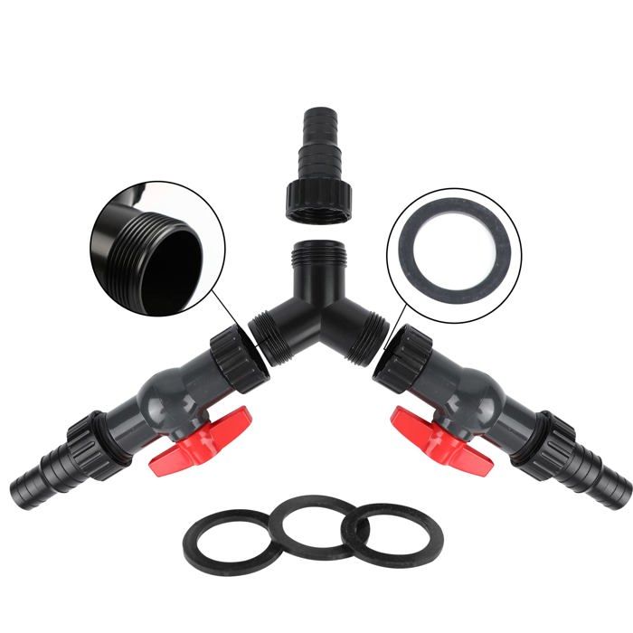 Répartiteur en Y 25 mm (3 x 3/4") avec 2 robinets d'arrêt – Distributeur d'eau PP pour pompe &amp; irrigation