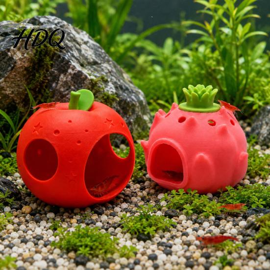 Aquarium Cave Fruit Hide Hideout for Fish Pitaya Tank Cave Apple Hideout 3D Realistic Ornament