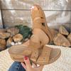 Fashion Women Wedge Sandals Orthopedic Open Toe Sandals Vintage Anti-Slip Leather Casual Female Platform Retro Shoes New Slides Women