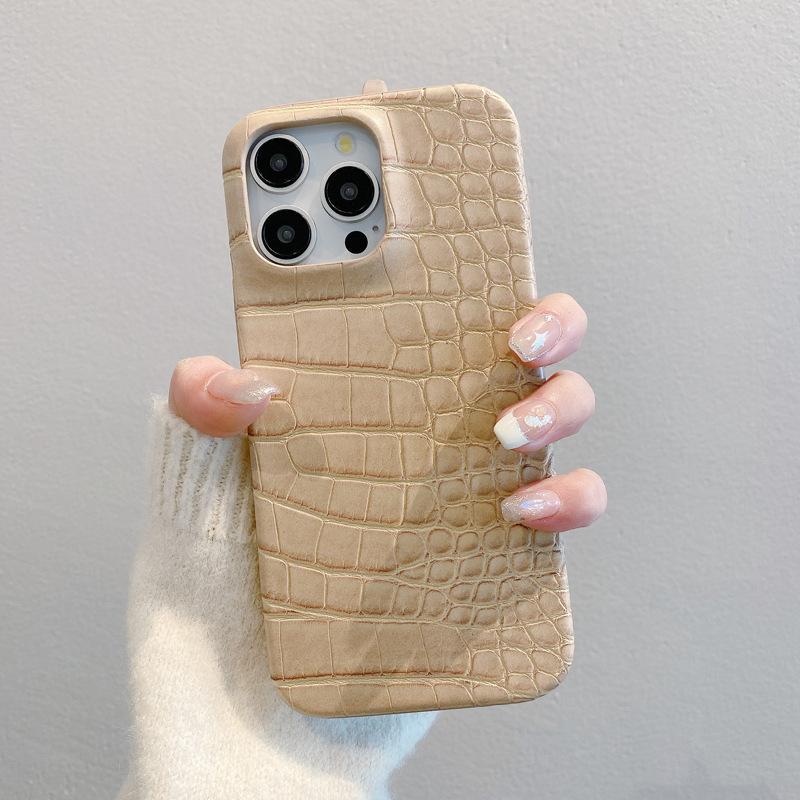 Crocodile Leather Texture Is Suitable for Apple 16promax Phone Cases, IPhone15 High-end 14 Shockproof 13 Luxurious Men's Leather Cases