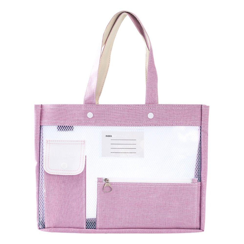 

Сумка-тоут конфетного цвета для студенческих занятий, складной чехол для студенческих книг, сетчатая сумка для файлов, для документов pink internal edge sealing