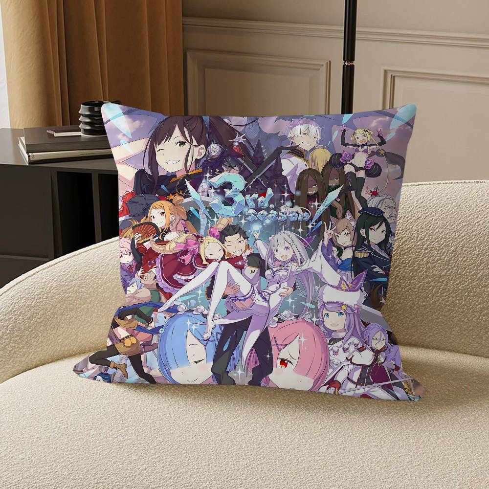Anime R-Re-Zero Kudde Anime Kudde Soffsäng Huvudkudde Överdrag Kuddöverdrag 45x45 cm Mode