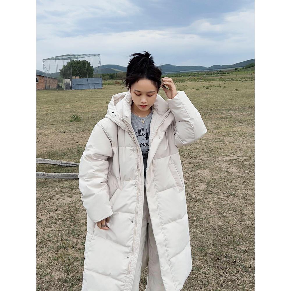Women's Mid-Length Korean Style Thick Down Cotton Coat - Extra Thick, Loose, Over-the-Knee Design