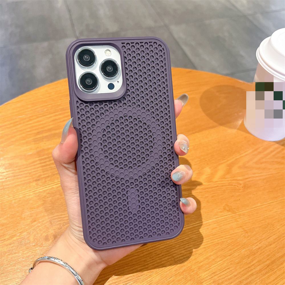 

Дышащий чехол Apple 15 с сотовой сеткой, магнитный чехол для iPhone13, жесткий корпус из теплоотводящего материала 14promax. iPhone 16 Pro