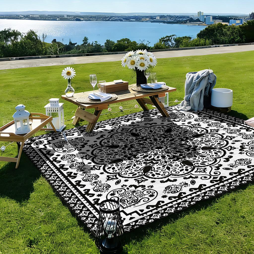 Printed Pattern Mandala Quick-Drying Water-Resistant And Moisture-Proof Beach Mat For Outdoor Picnics And Camping Blanket Carpet