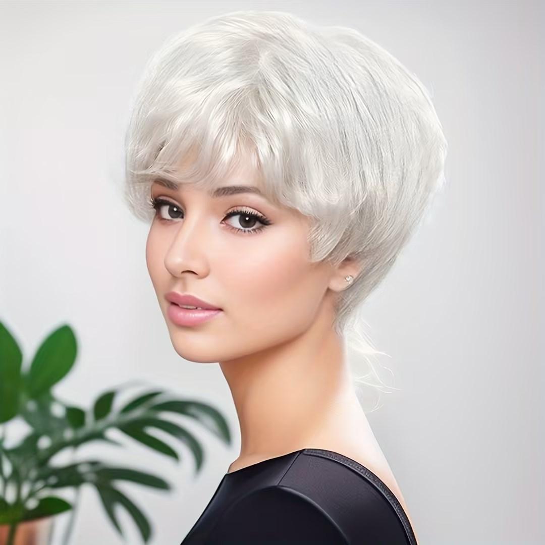 

New Fashionable Long Straight Hair Short Hair Wig чистий білий колір