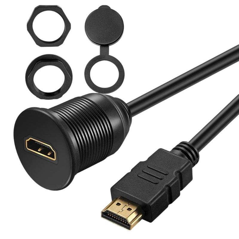 Gold Plated HDTV-compatible Flush Mount Extension Cable for Car Boats Motorcycle Dashboards Installation