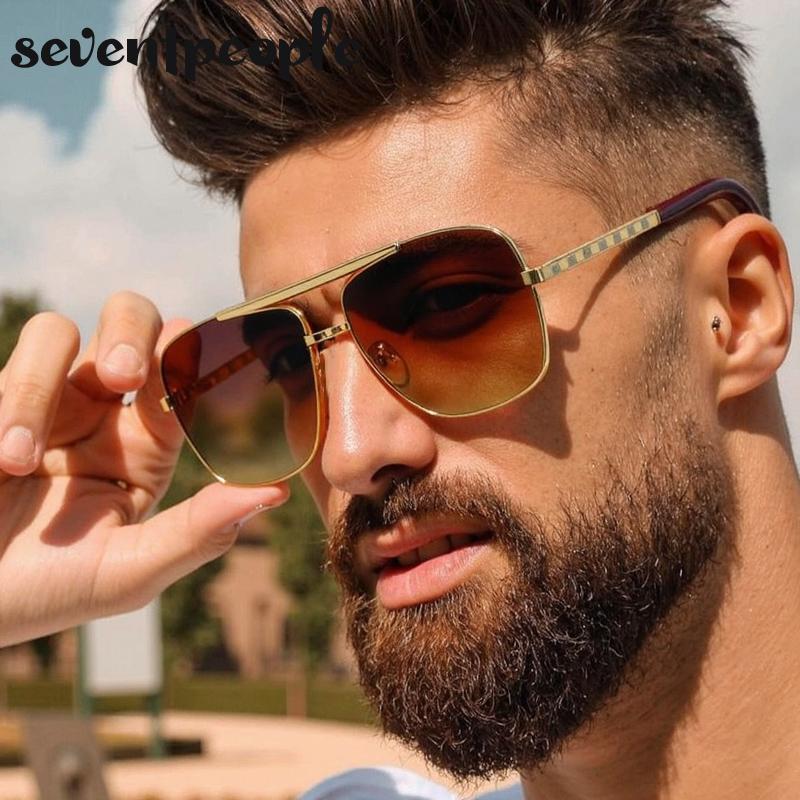 Vintage Square Sunglasses Men Luxury Brand Designer Metal Frames Sun Glasses for Male Fashion Rectangular Sunglass Gafas De Sol