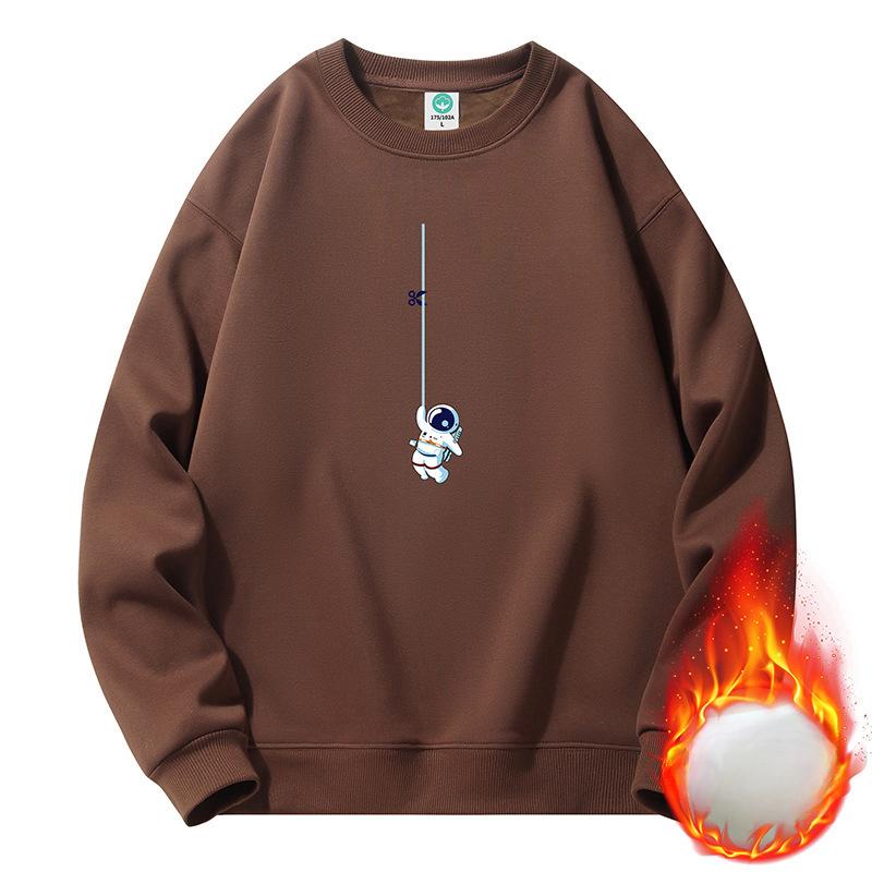 New Velvet Thickened Crew Neck Sweater Men's and Women's Trendy Loose Pullover New Couples Top Versatile