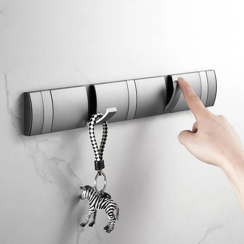 Black Golden Robe Hooks Folding Towel Hanger Nail Free Installation Wall Hooks Coat Clothes Holder Rack Coats 1-6 Hook Bathroom