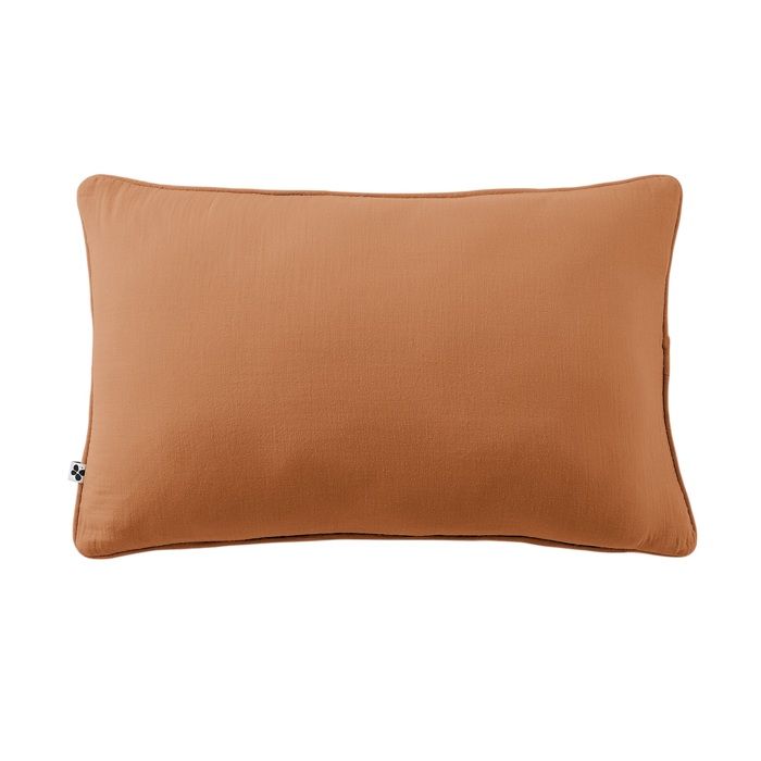 Coussin déhoussable 40 x 60 cm GAIA Abricot – Gaze de coton avec passepoil élégant