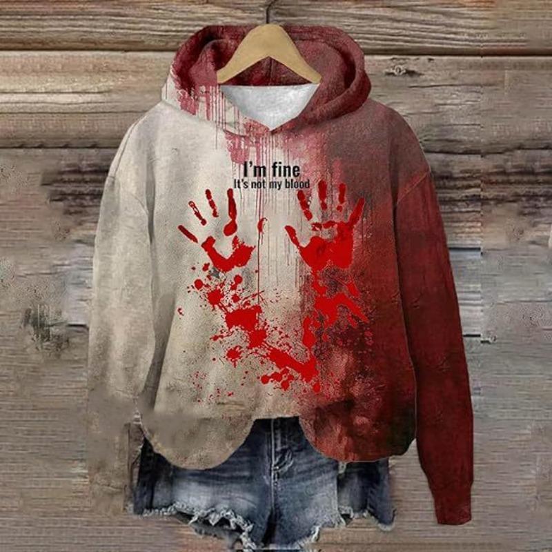 Spring And Autumn Fashion Men's Hoodie Holiday Party Role-playing Bloody Letter 3D Print Hoodies Casual Boy Sweatshirt Women's Oversized Top Clothing