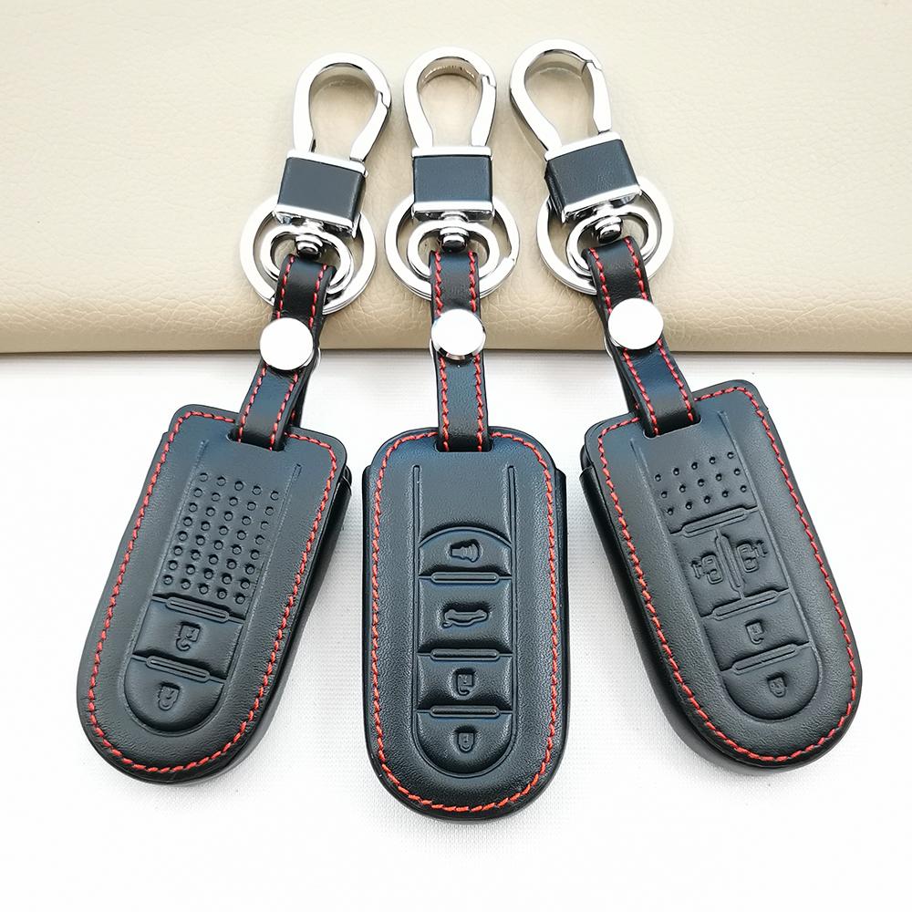 Fashion Style Leather Car Key Cover For Toyota Rush Daihatsu Tanto La600S La800S La610S Perodua Smart Case 2/4 Buttons Keychain