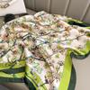 Luxus Floral Schmetterling Print Seiden Quadratisches Tuch Damen Weiches Satin Kopftuch Halstuch Stirnband Dame Foulard Dekorieren Taschentuch