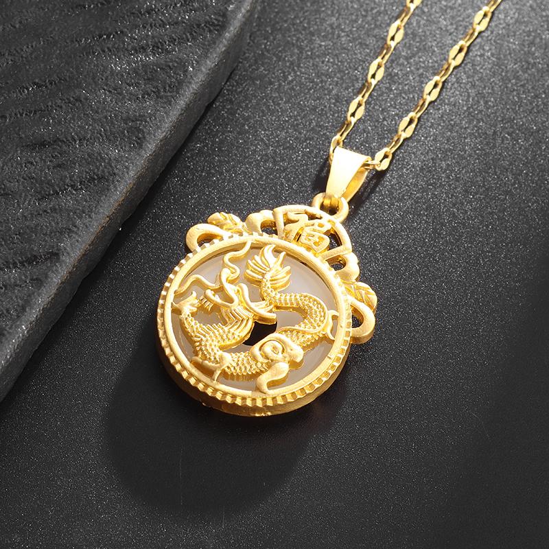 Exquis collier de bête dragon auspicieuse pour femmes Style ethnique Pendentif dragon des douze signes du zodiaque Bijoux amulette pour filles
