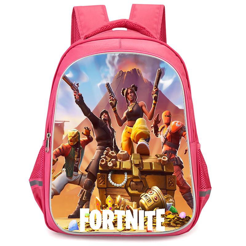 16-Inch Fortnite Cartoon Backpack with Double Zipper Design, Ergonomic Spine Protection, Suitable for Boys & Girls Aged 5-8