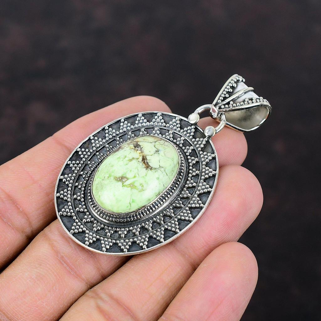 Lemon Chrysoprase Pendant Vintage Style Pendant 925 Sterling Silver Pendant Handmade Pendant Awesome Gemstone Jewelry Women's Special Gift