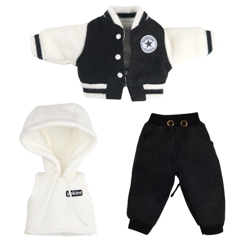 

Obitsu 11 OB11 Size Costume for Obitsu Doll 11cm Body Clothes Set Stadium Jacket Baseball Clothes Sleeveless Hoodie Sweatpants Multicolor 3-Piece