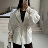 Spring Autumn Women's Waisted Lace-up Padded Blazer, Elegant Commute High-end Casual Blazer for Women