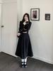 Spring and Autumn Xiaoxiangfeng temperament retro French Hepburn style splicing top + skirt two-piece suit for women