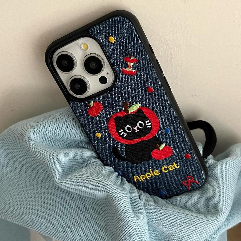 New Denim Style Cute Little Cat Phone Case for IPhone 16 16pro 16promax 15 15pro 15promax 14 14pro 14promax 13 13pro 13promax