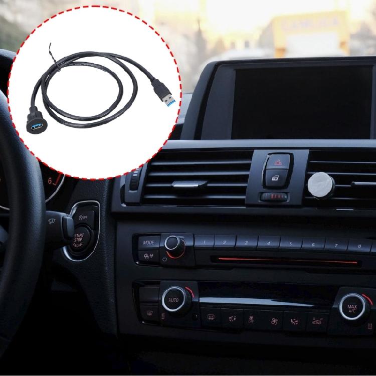 104cm USB3.0 Male Female Data Cable Plastic Texture for Vehicle Dashboard Panel Mount with Fast Speed Connectivity