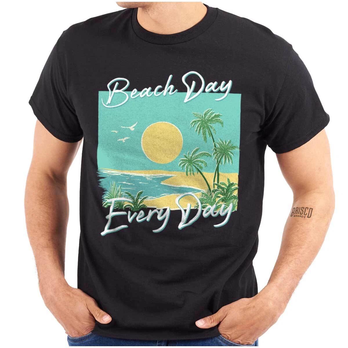 Retro Beach Day Every Day Summer Sunrise Womens or Mens Crewneck T Shirt Tee M