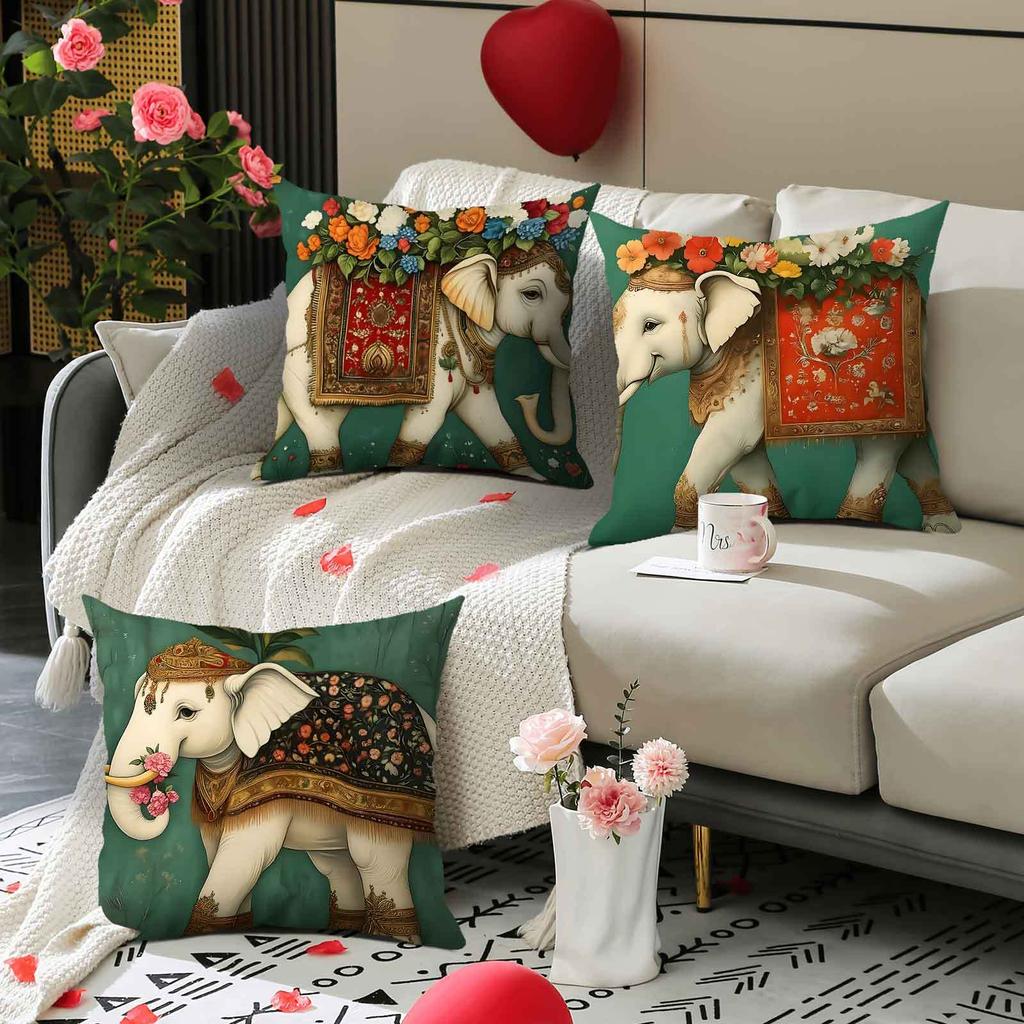 Exquisite Elephant Pattern Digital Printing Pillow Cover Short Plush Suitable Living Rooms Bedrooms Sofas Throw Cushion Cover