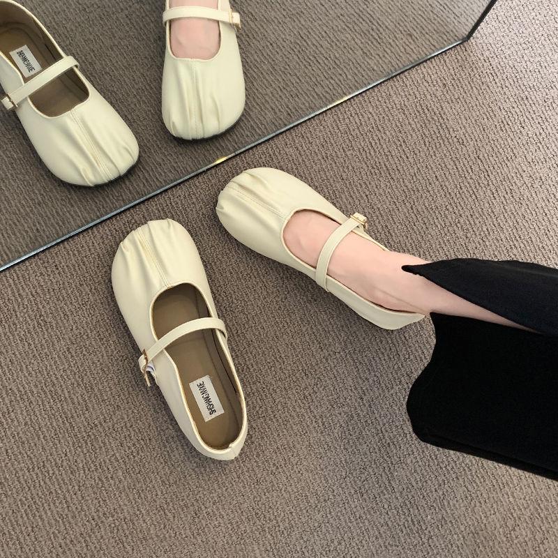 Mary Jane shoes summer French soft sole comfortable fairy style fashion versatile round head gentle shoes shallow mouth flat sole shoes