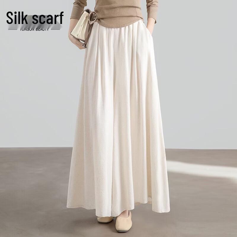 Women s Linen Blend High-Waist Wide-Leg Pants XL