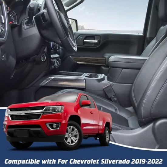 Black Wood Grain Front 2-Door Panel Bezel Trim Cover For Chevrolet Silverado 19+