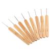 New Bamboo Handled Metal Crochet Hooks 8 Pcs 8 Sizes Needles Weave Craft