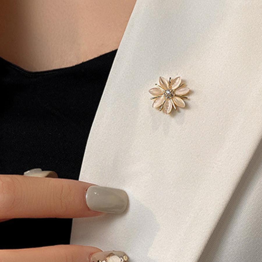 3 piezas/set Broches de Flores de Aleación Elegantes Piedra Ojo de Gato Hebillas para Bufanda Decoración Linda para Camisa Cárdigan Hebillas Fijas