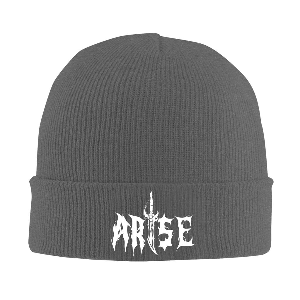 Solo Arise Unisexga Leveling Logo Knitted Hat Beanie Winter Hats Warm Acrylic  Street  Caps for Unisex Women Gift