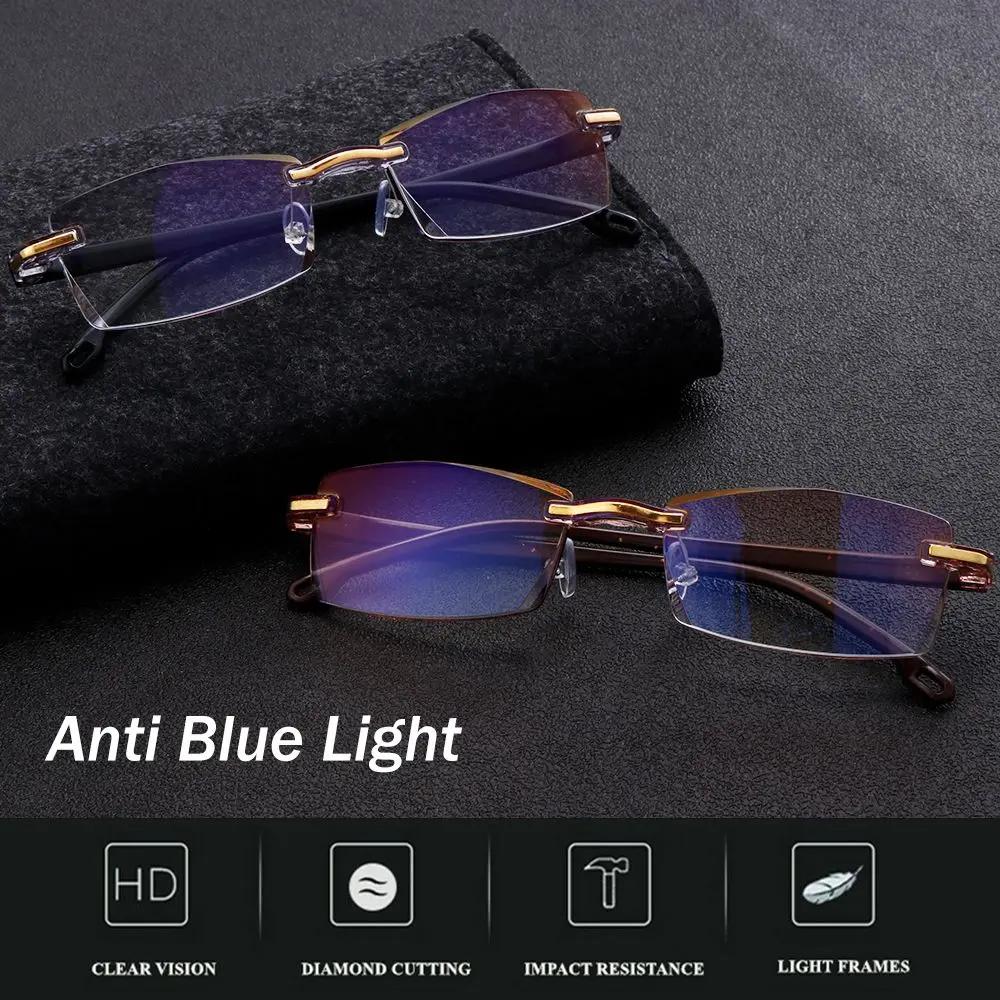 Unisex Readers Eyewear Computer Gaming Goggles Rimless Reading Glasses Radiation Protection Presbyopia Glasses Anti Blue Light