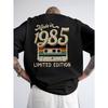 Men'S Casual "Made In 1985" Graphic T-Shirt - Round Neck,  Retro Cassette Tape Illustration,Summer Casual Wear, Casual Summer Wear | Retro Graphic Tee