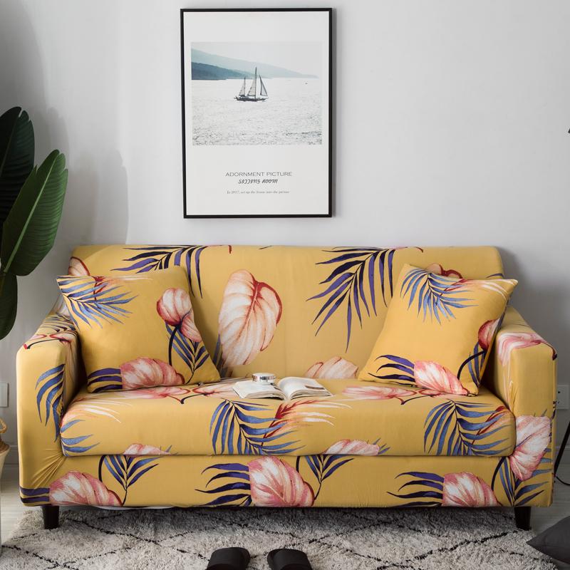 S-emiga Floral Printed Sofa Covers for Living Room Elastic Stretch Slipcover Sectional Corner Sofa Covers 1/2/3/4-seater