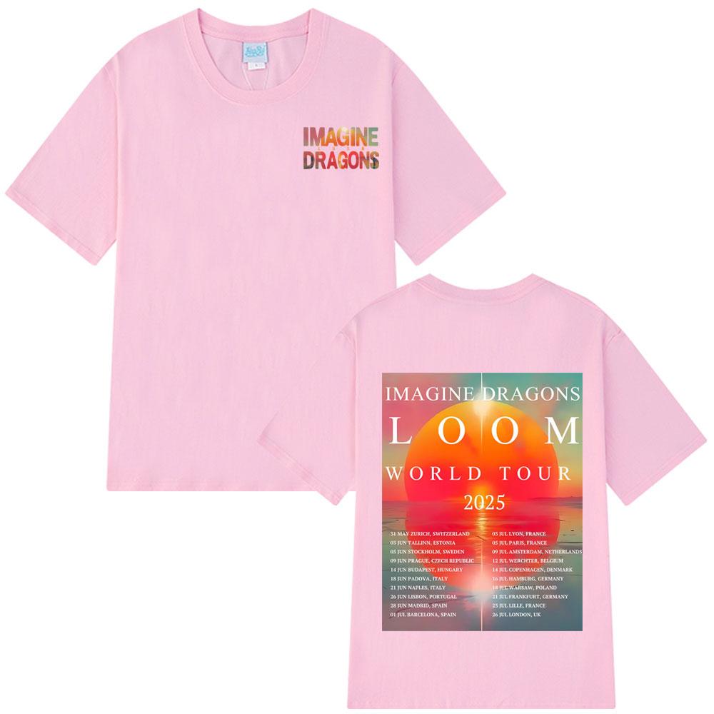 Imagine Dragons Band Loom Tour 2025 T-Shirt Men's Fashion Hip Hop Short Sleeve Oversized Soft Cotton Simple T Shirt Streetwear