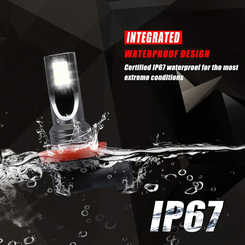 CRAKES 2 Stück Auto H11 H8 H9 COB 60W 6000K LED Scheinwerfer Nebelscheinwerfer Lampe Halogen Kit Klares Weißes Licht