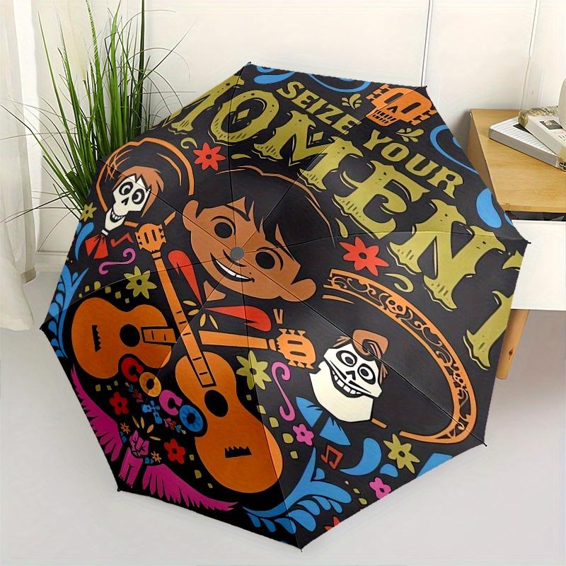 

1pc Coco Automatic Folding Umbrella: Compact 8-Bone Design Cartoon Outdoor Travel Companion, Business Umbrella, Christmas Valentine s Day Bi