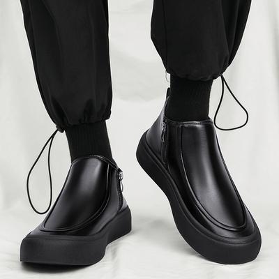 Mode Leer Mannen Enkellaarzen Instappers Hoge Top Mannen Casual Schoenen Buiten Lichtgewicht Comfortabel Platform Man Werklaarzen